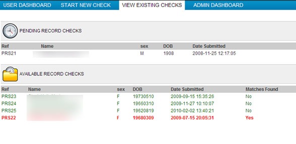 Tracking Applicant History - Record Check