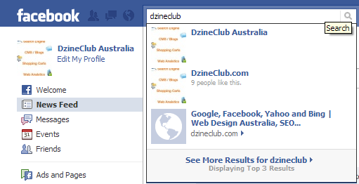 Facebook Powered Search Box