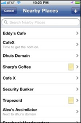 Facebook Places - Nearby Places