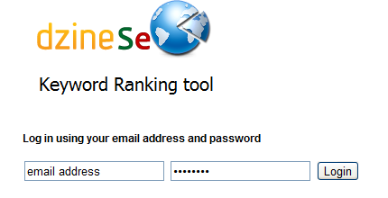 Keyword Ranking Tool Login Screen