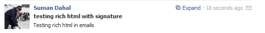 Testing Rich HTML to Facebook Email Address